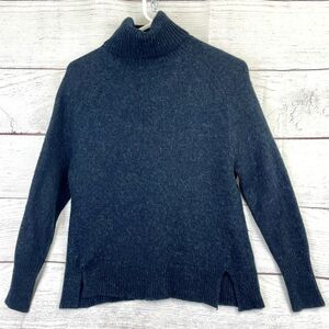 J. Crew Women Blue Wool Alpaca Blend Turtleneck Pullover Sweater Size M
